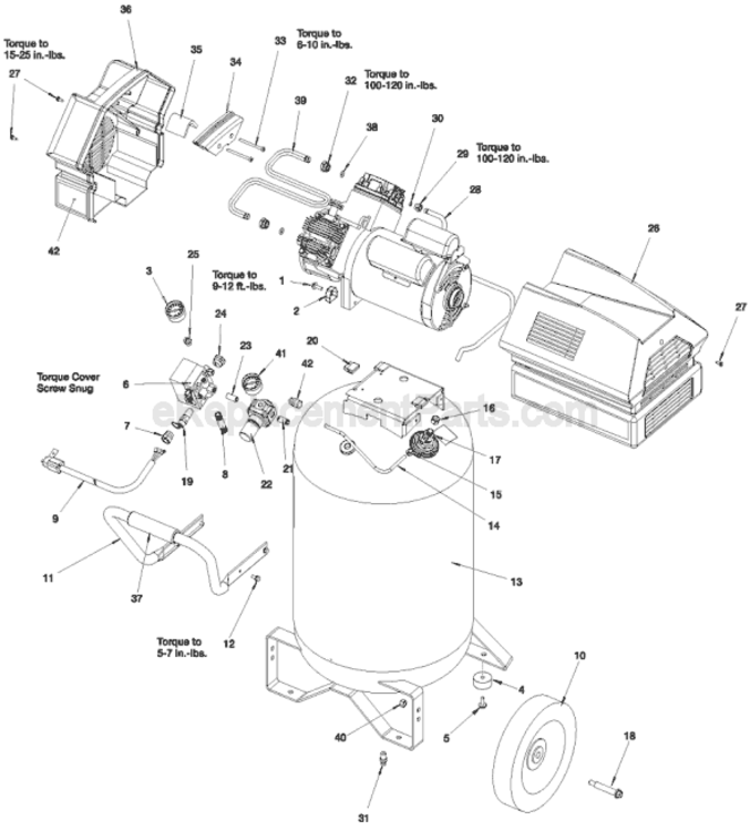 Page B Diagram and Parts List for CPFC2TV3525VP Type 0 Porter Cable Compressor